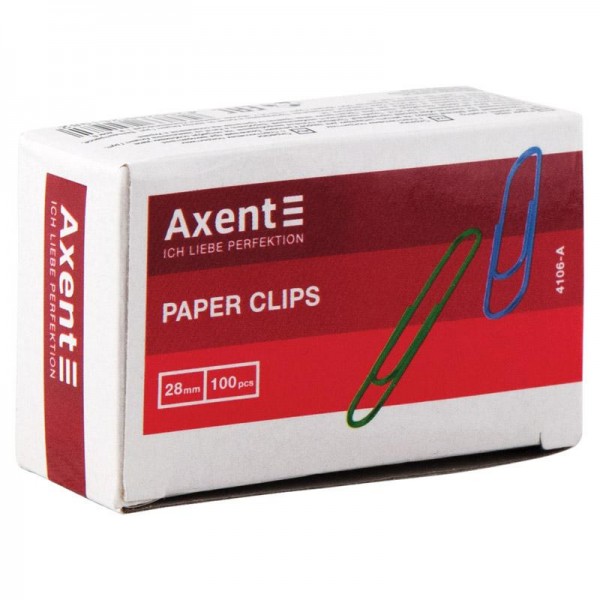 Скріпки кольорові, 28 мм, 100 шт. Axent Скріпки кольорові, 28 мм, 100 шт. Axent