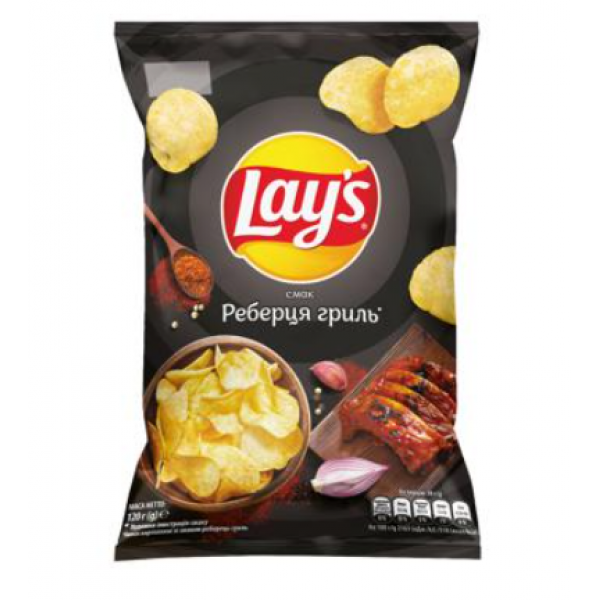 Чіпси картопляні Lay`s зі смаком реберець гриль 120 г Чіпси картопляні Lay`s зі смаком реберець гриль 120 г