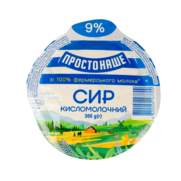 Простонаше Сир кисломолочний 9% 300г Простонаше Сир кисломолочний 9% 300г