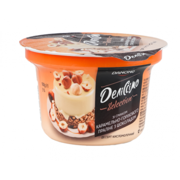 Десерт Danone Деліссімо зі смаком карам-горіх праліне з шокол 180г Десерт Danone Деліссімо зі смаком карам-горіх праліне з шокол 180г