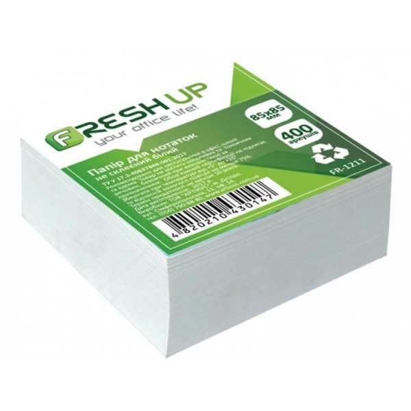 Папір для нотаток 85*85 мм 400 арк.Fresh Up FR-1211 Білий Папір для нотаток 85*85 мм 400 арк.Fresh Up FR-1211 Білий