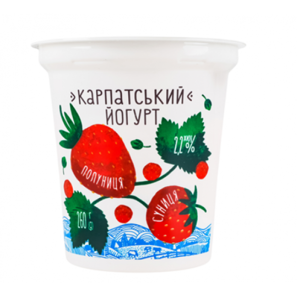 Йогурт Галичина Полуниця-суниця 2.2% 260г стакан Йогурт Галичина Полуниця-суниця 2.2% 260г стакан