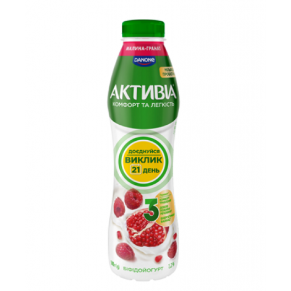 Біфідойогурт Danone Активіа Малина-гранат питний 1.2% 500г Біфідойогурт Danone Активіа Малина-гранат питний 1.2% 500г