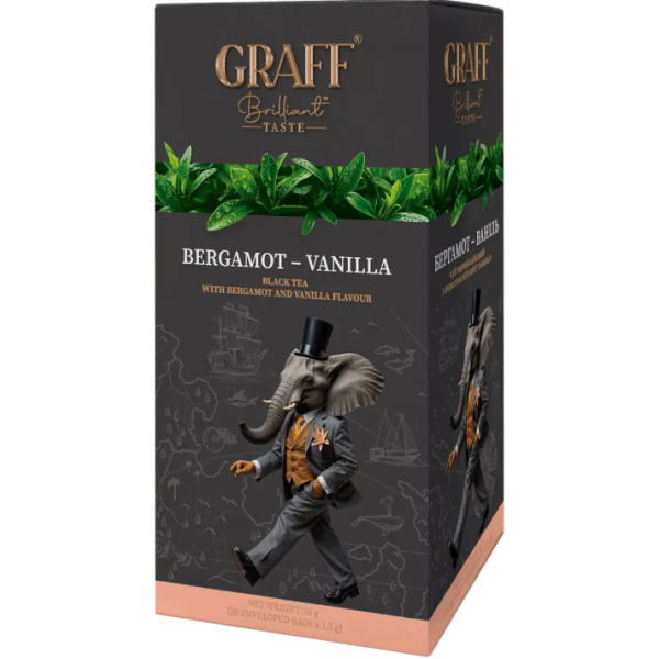Чай Graff чорний Bergamot Vanilla / бергамот і ваніль (саше) 20*1.5 г Чай Graff чорний Bergamot Vanilla / бергамот і ваніль (саше) 20*1.5 г