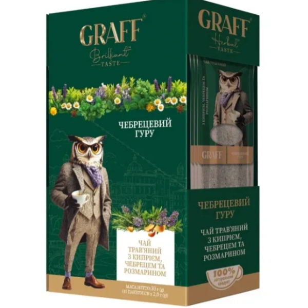 Чай Graff трав'яний Thyme Guru / Чебрецевий гуру (кадді) 15*2 г Чай Graff трав'яний Thyme Guru / Чебрецевий гуру (кадді) 15*2 г