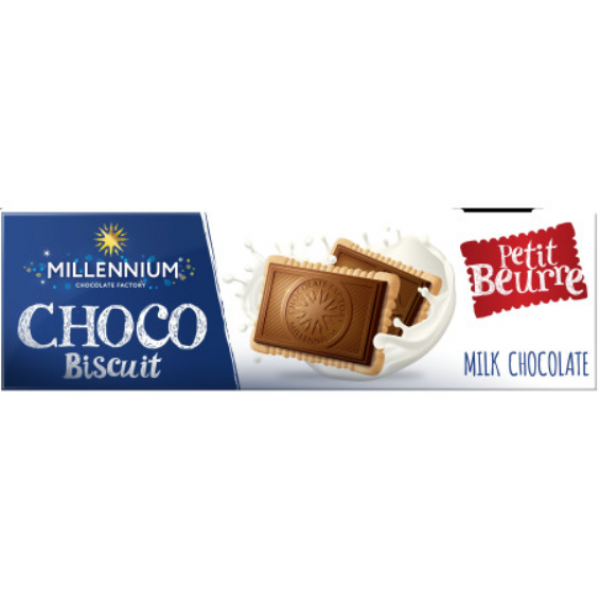 Шоколад молочний Millennium Choco Biscuit з печивом 130г Шоколад молочний Millennium Choco Biscuit з печивом 130г