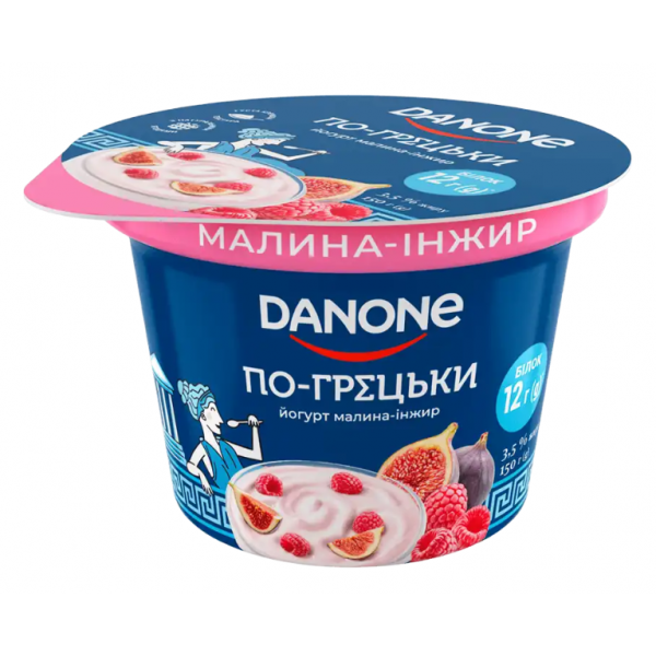 Йогурт Danone По-грецьки Малина-інжир з наповнювач 3.5% 150г Йогурт Danone По-грецьки Малина-інжир з наповнювач 3.5% 150г