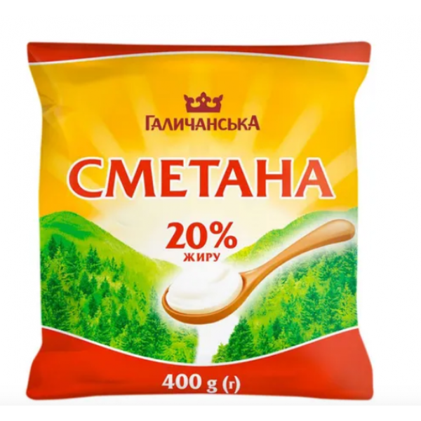 Галичанська Сметана 20% 370г Галичанська Сметана 20% 370г