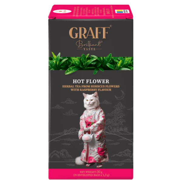 Чай Graff трав'яний Hot Flower/ Гаряча квітка з квітів гібіскуса з ароматом малини (саше) 20*1.5 г Чай Graff трав'яний Hot Flower/ Гаряча квітка з квітів гібіскуса з ароматом малини (саше) 20*1.5 г
