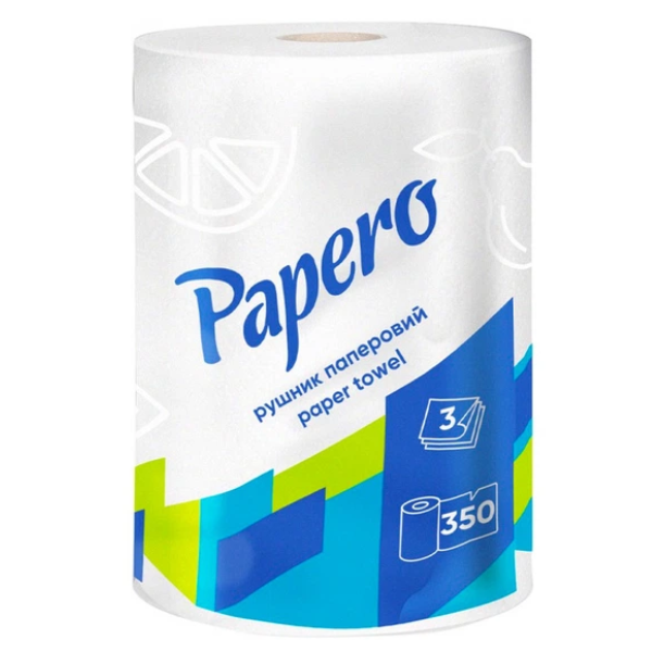 Рушник паперовий Papero Джамбо RL080 Білий 3шар/1шт / 350відривів Рушник паперовий Papero Джамбо RL080 Білий 3шар/1шт / 350відривів