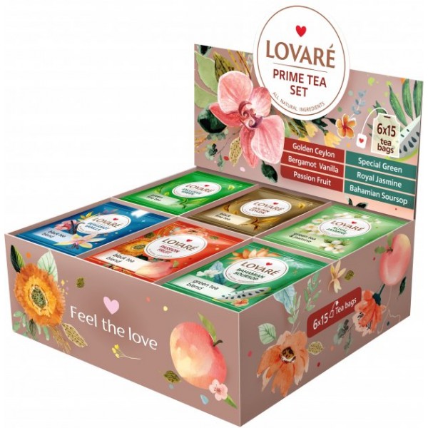 Чай Lovare Prime Tea Set 6 видів по 15 пак Чай Lovare Prime Tea Set 6 видів по 15 пак