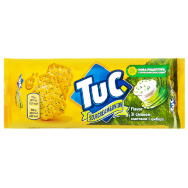 Крекер Tuc солоний зі смаком сметани з цибулею 100г Крекер Tuc солоний зі смаком сметани з цибулею 100г